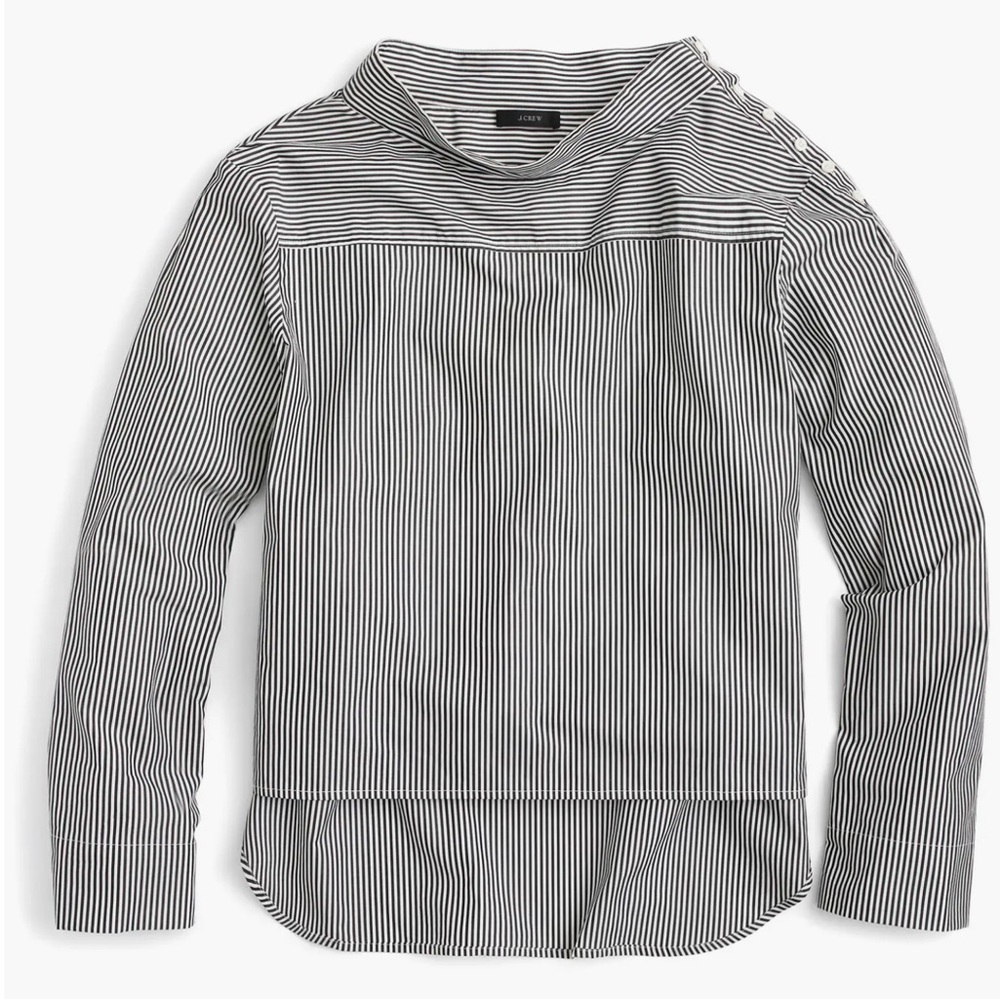 J. Crew 100% Cotton High-Low Poplin Long Sleeve Top Size 00 - Picture 3 of 9